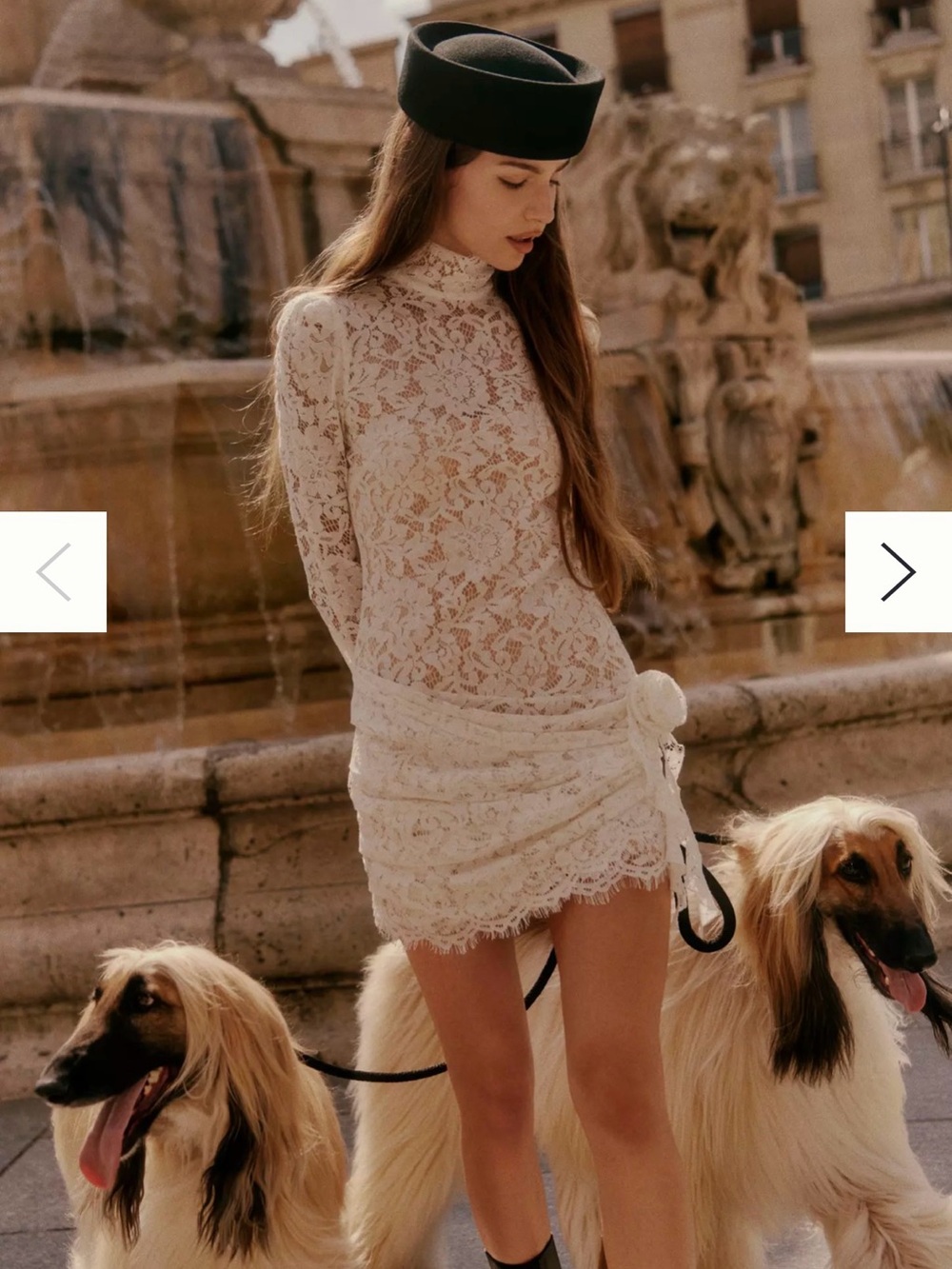 High-Neck Cream Lace Mini Dress with Long Sleeves